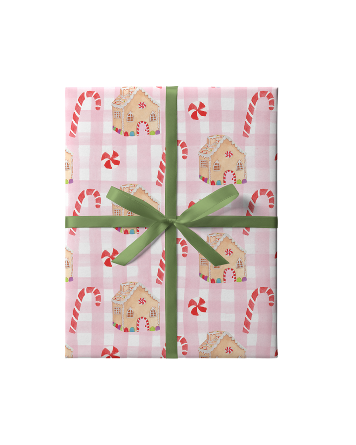 Pink Gingerbread Holiday Gift Wrap