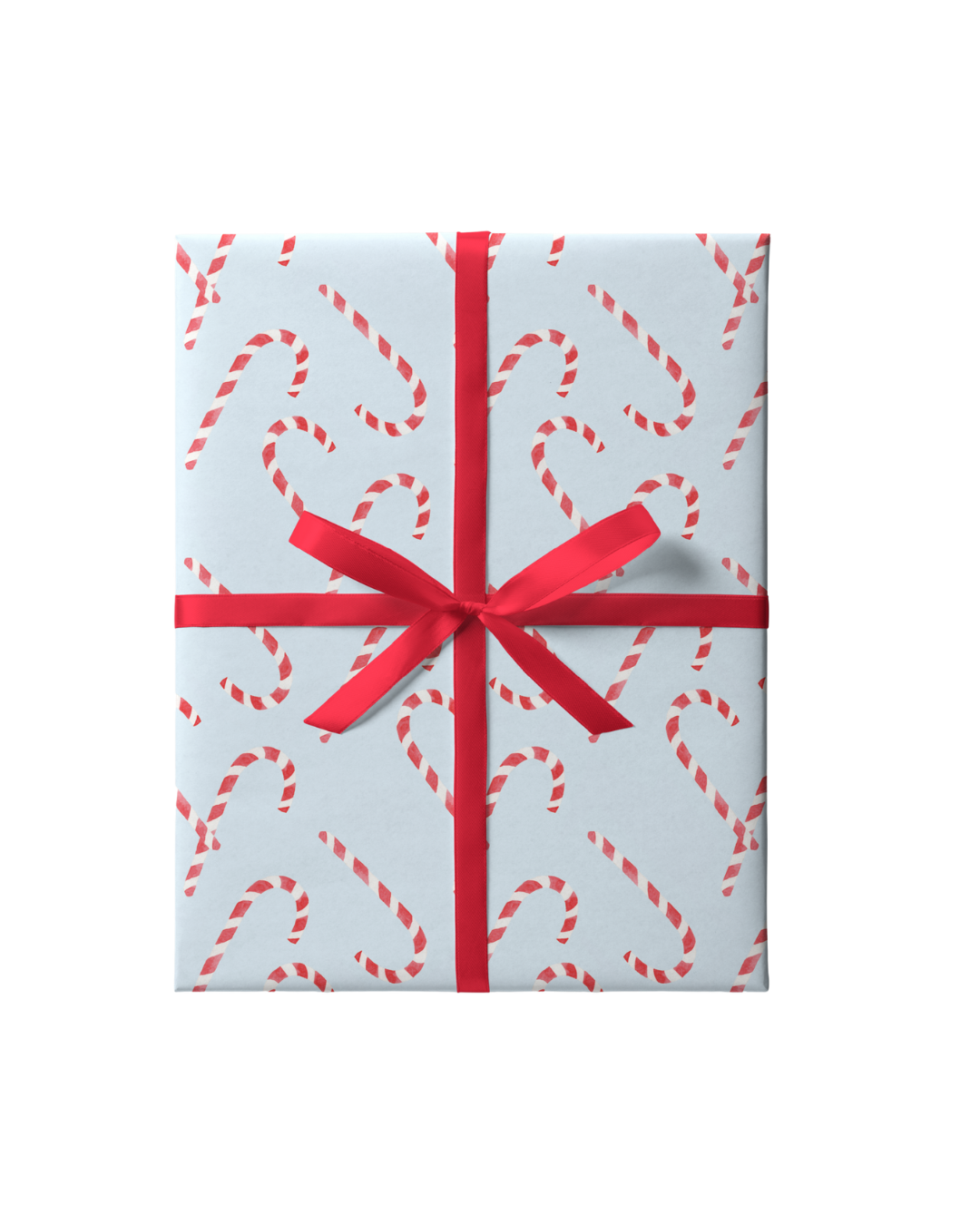 Candy Cane Light Blue Holiday Gift Wrap