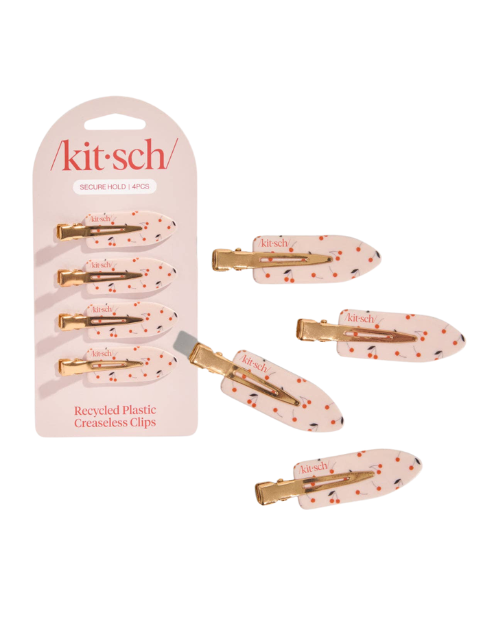 Recycled Plastic Creaseless Clips 4pc Set- Cherry Print