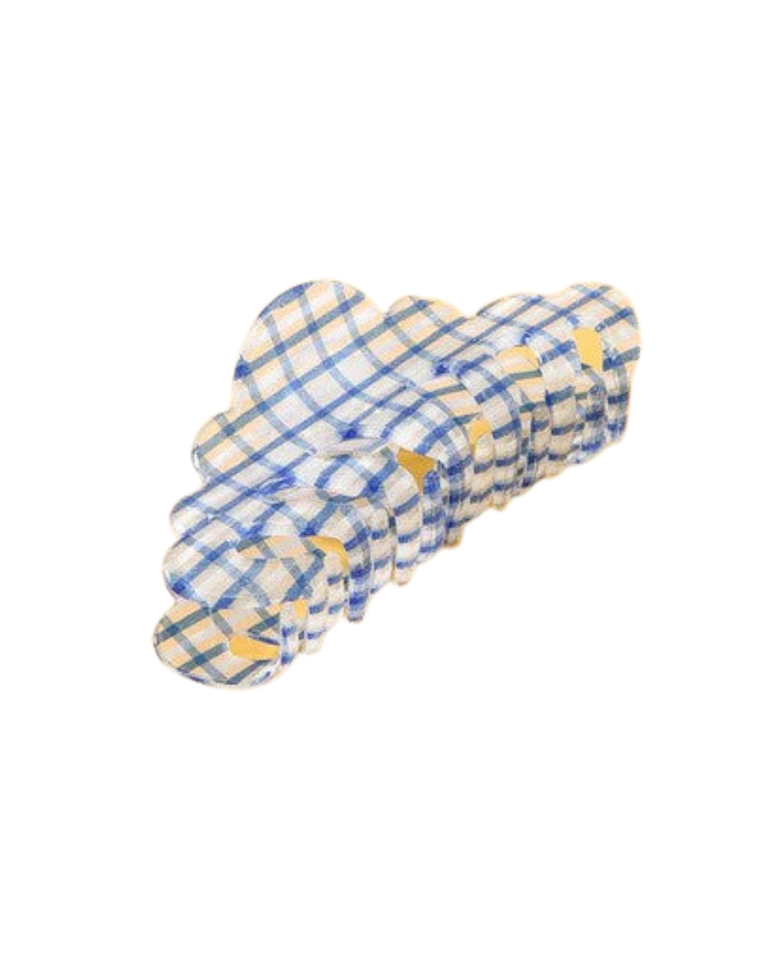 Blue Checker Cellulose Hair Claw Clips