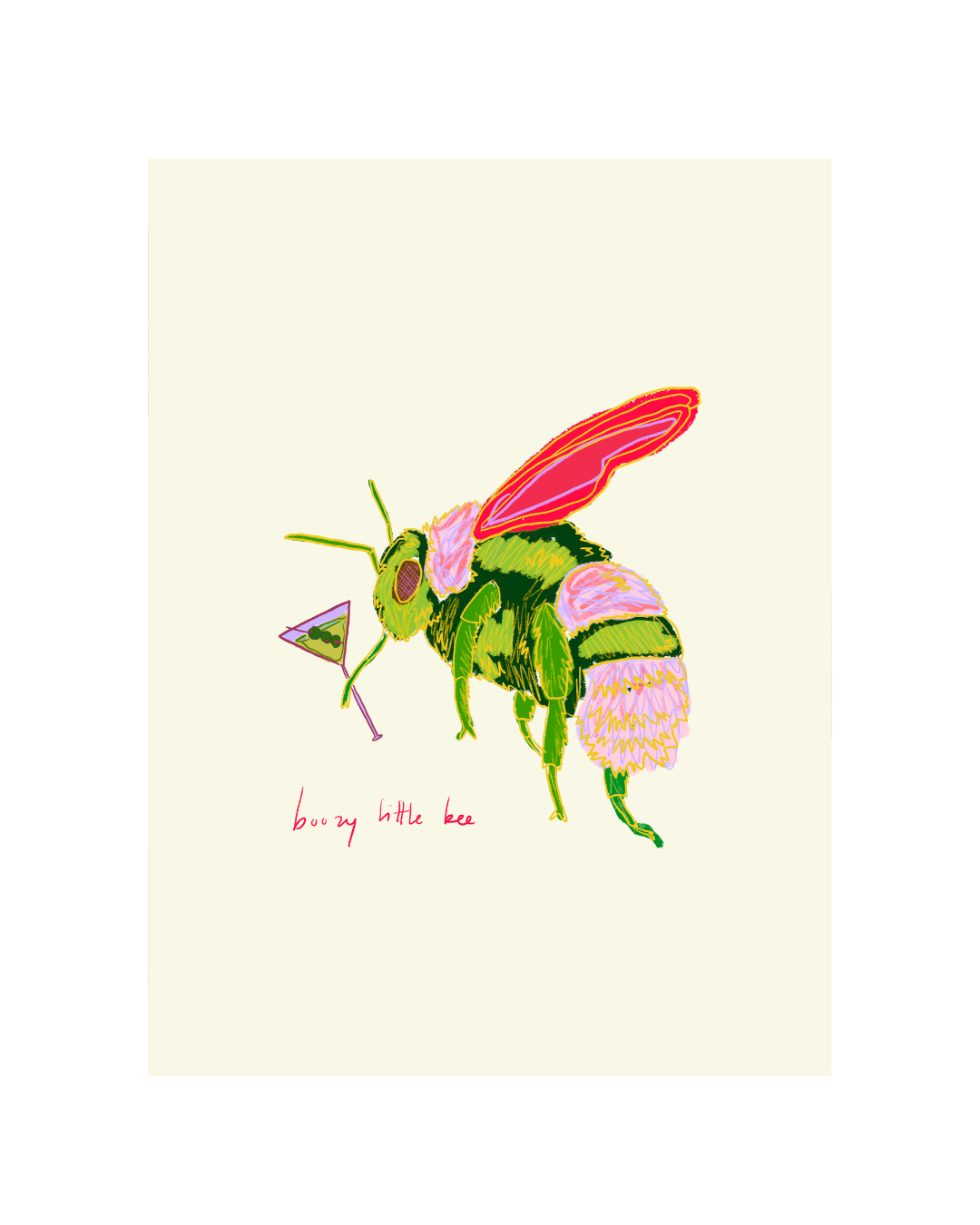Boozy Little Bee Art Print: Small