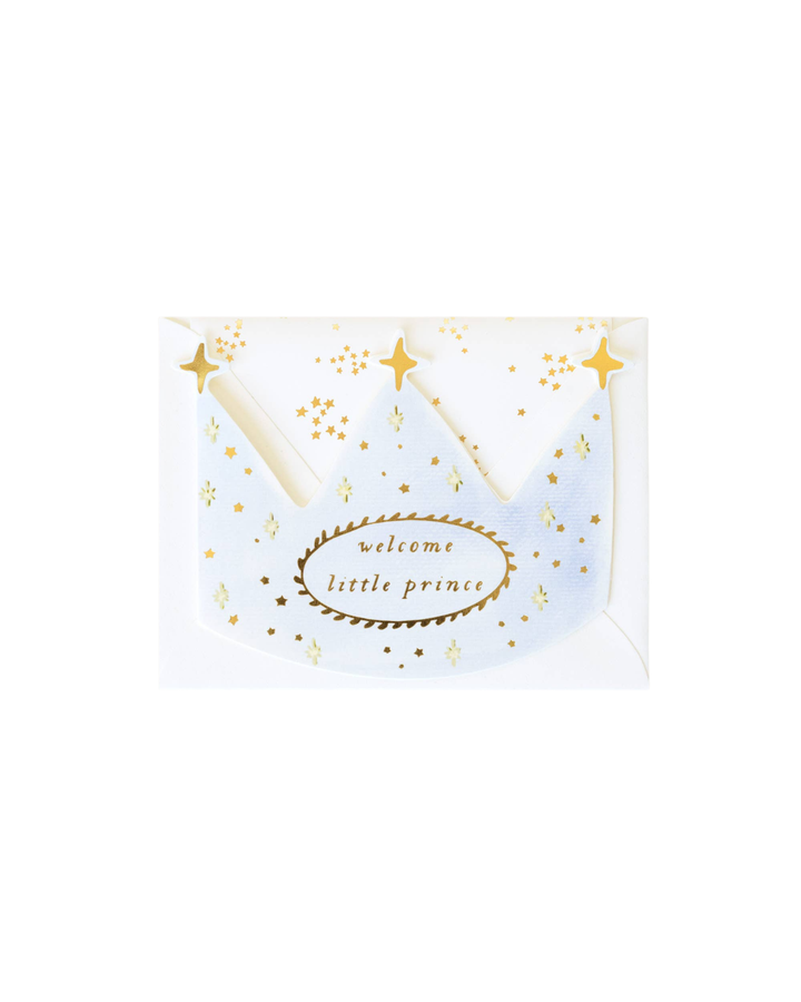 Welcome Little Prince Crown Baby Greeting Card