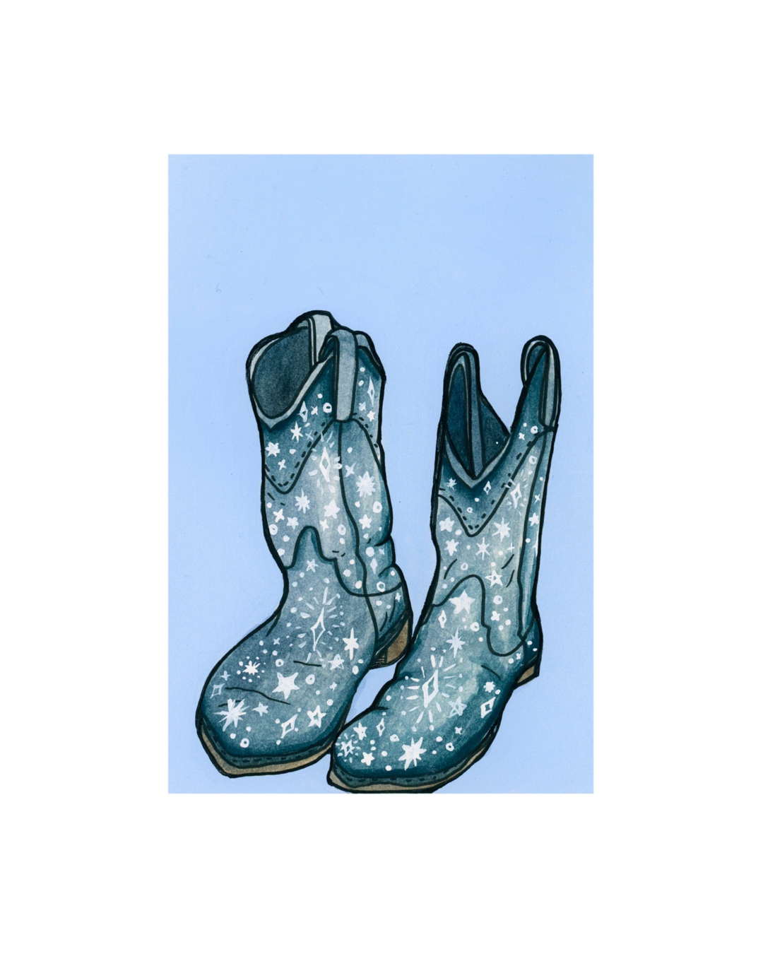 Cosmic Cowboy Boots Art Print