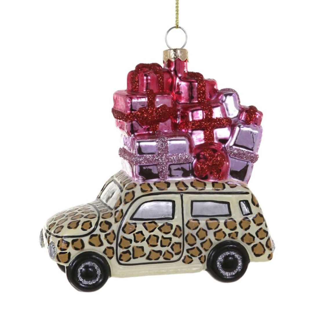 A Merry Delivery Leopard Ornament