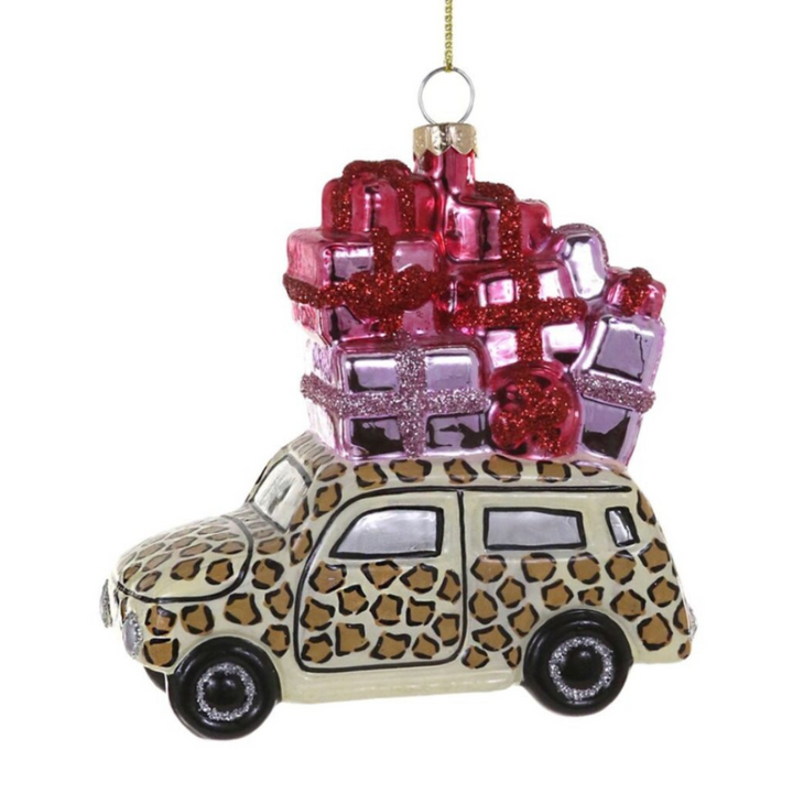 A Merry Delivery Leopard Ornament