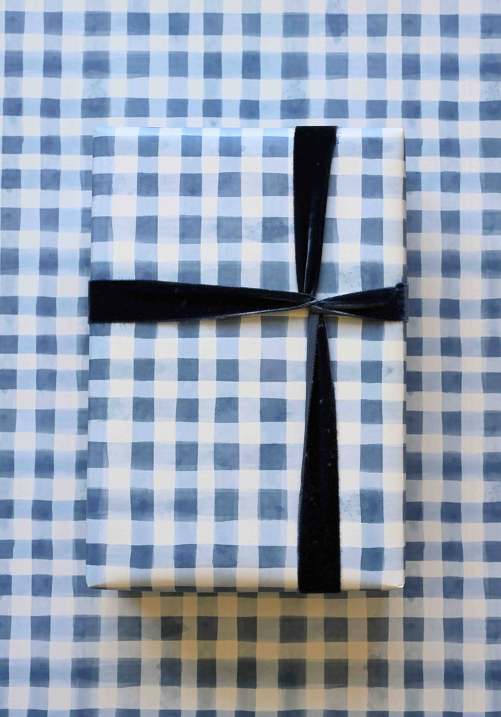 Bramble Blue Gingham Gift Wrap