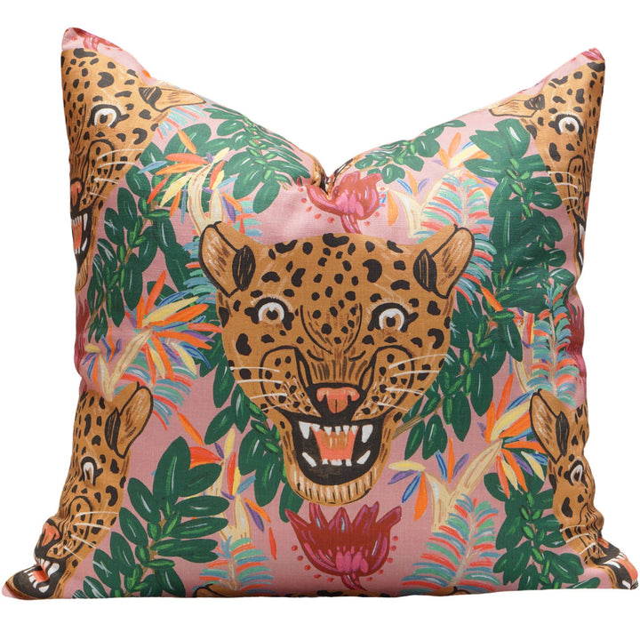 Genuine Pink Fierce Leopard Pillow