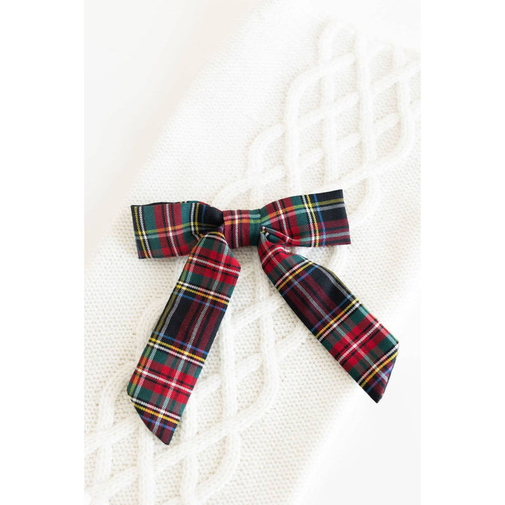 Bow Barrette Clip: Red Tartan
