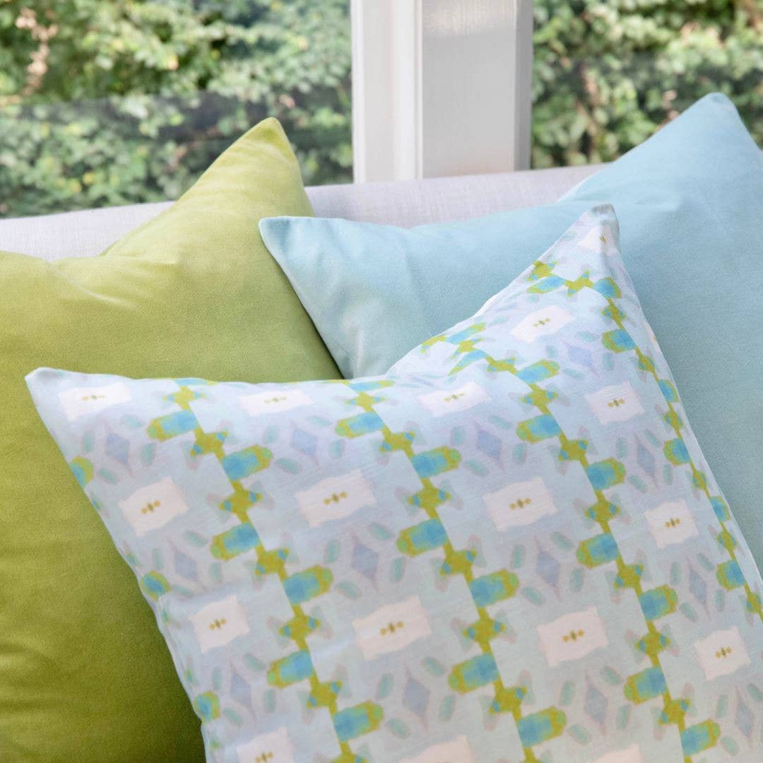 Spa Blue Solid Velvet Pillow