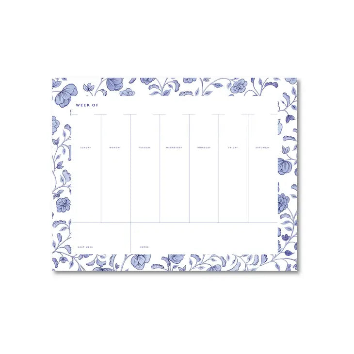 Floral Weekly Desk Planner Blue Floral