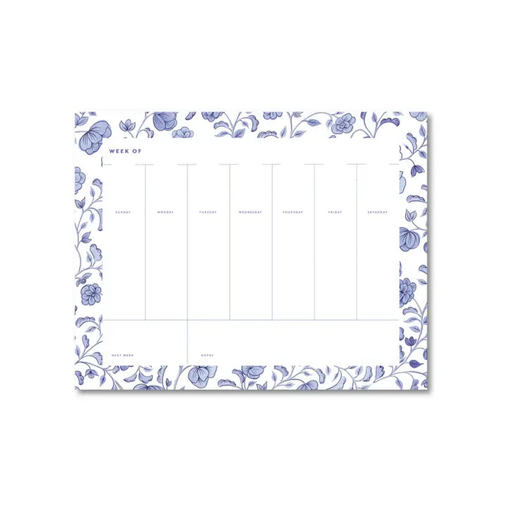 Floral Weekly Desk Planner Blue Floral