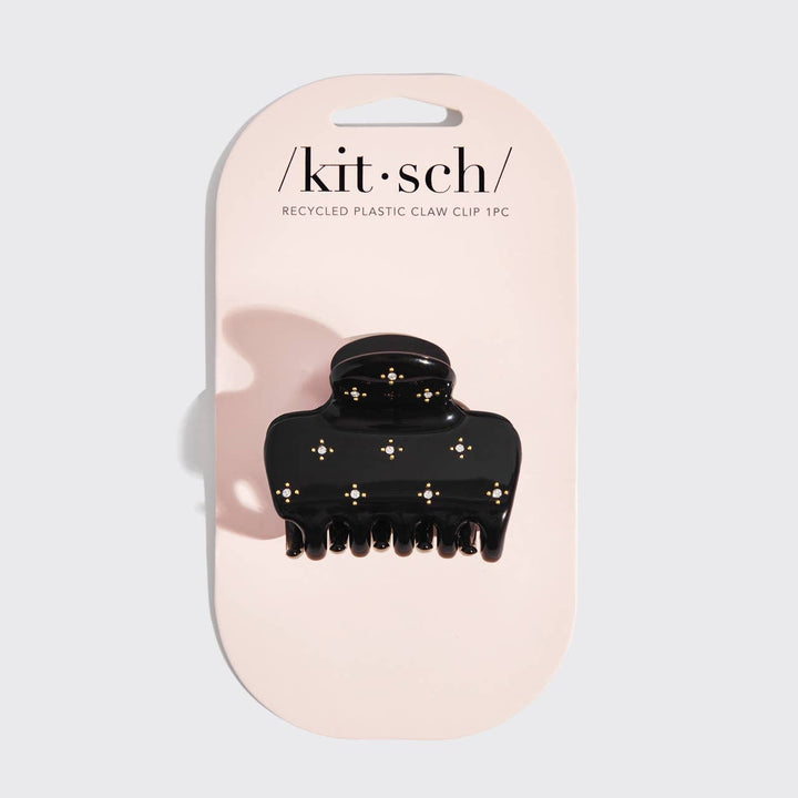Black Rhinestone Medium Puffy Claw Clip