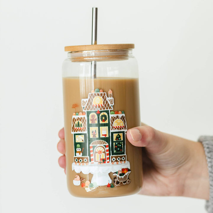 Gingerbread House Glass Can