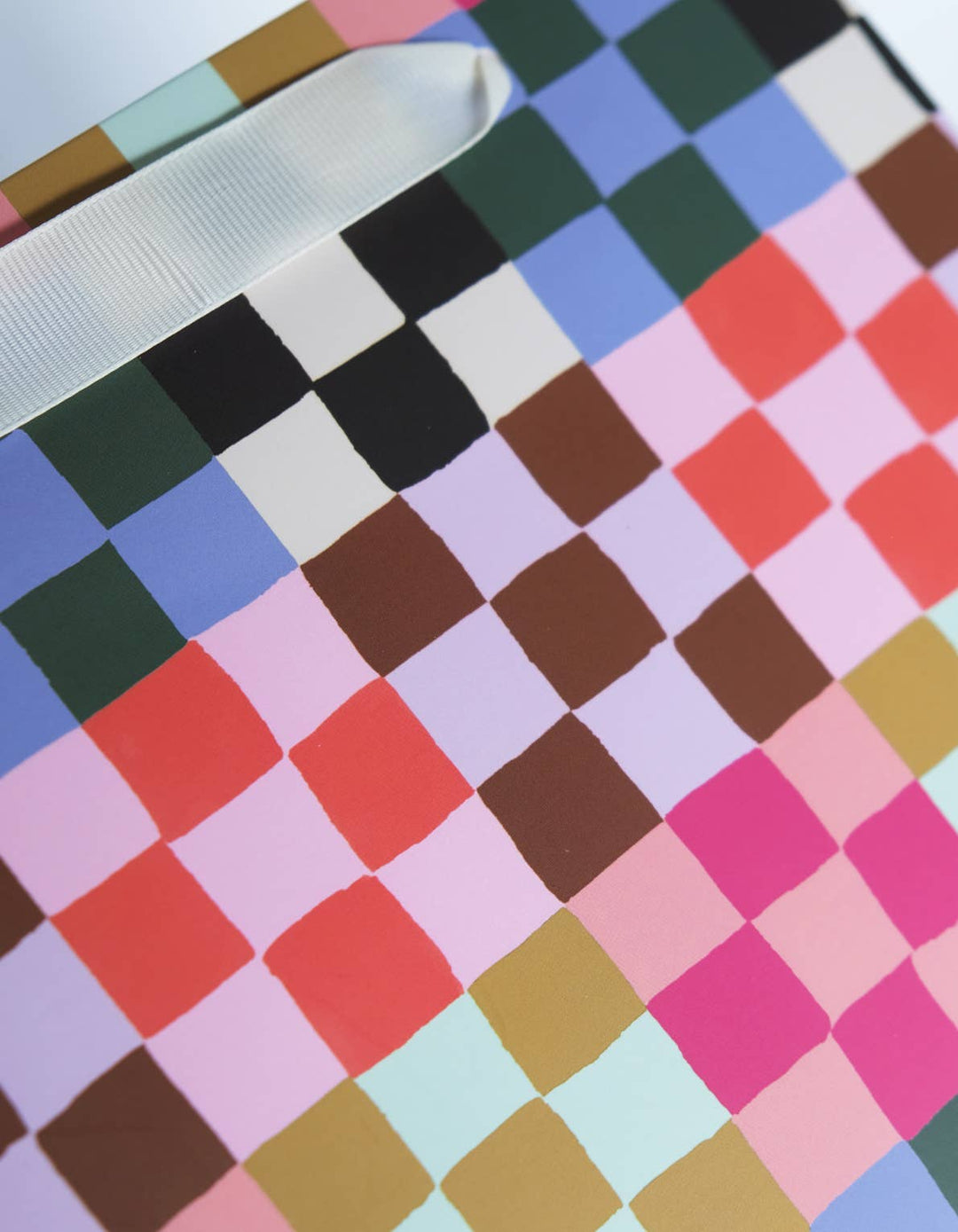 Rainbow Check Print Gift Bag
