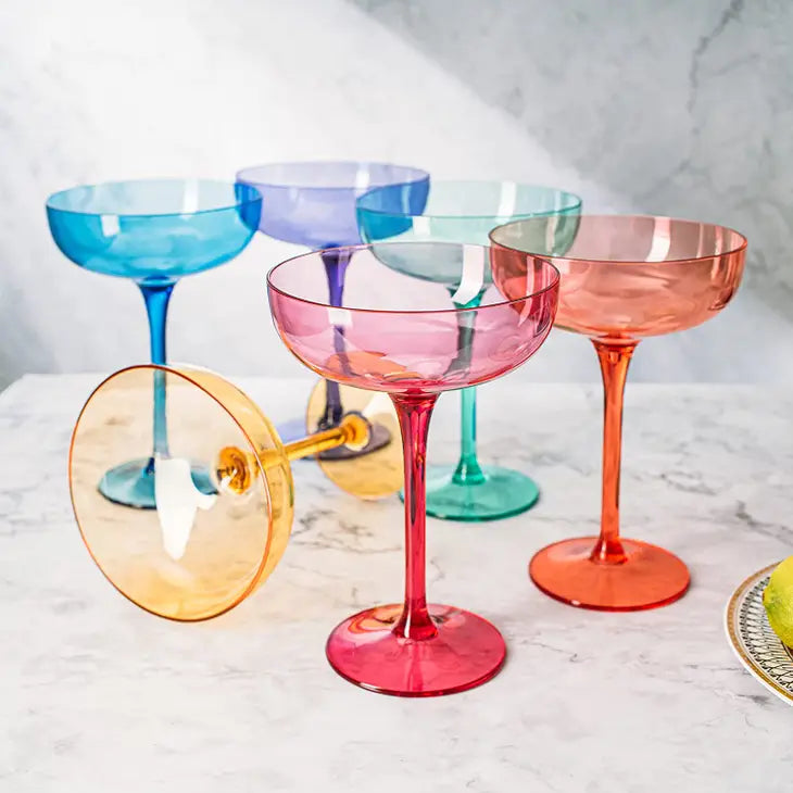 Plastic Colored Coupe Glasses