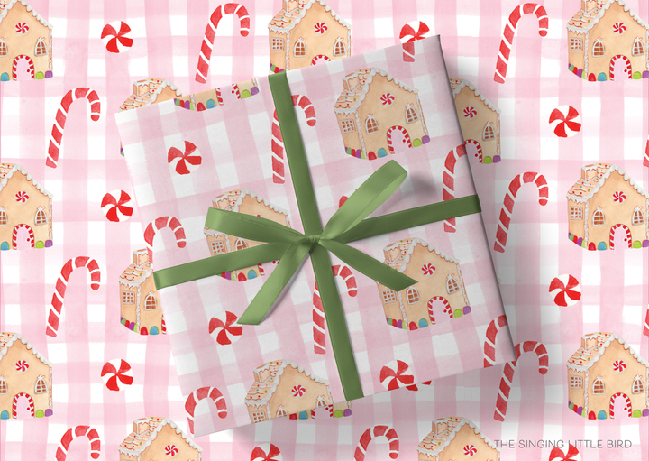 Pink Gingerbread Holiday Gift Wrap
