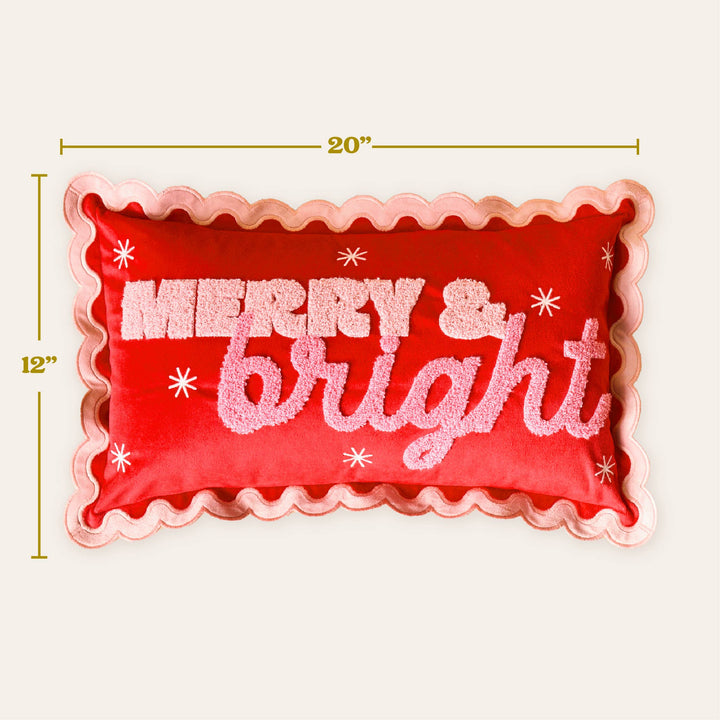 Merry & Bright Scalloped Throw Pillow