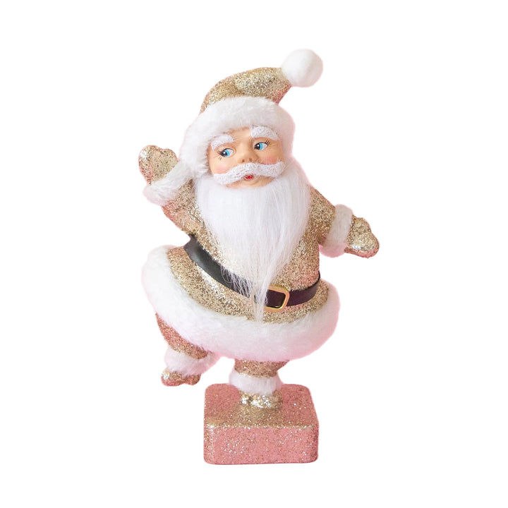 Retro Flocked Dancing Santa