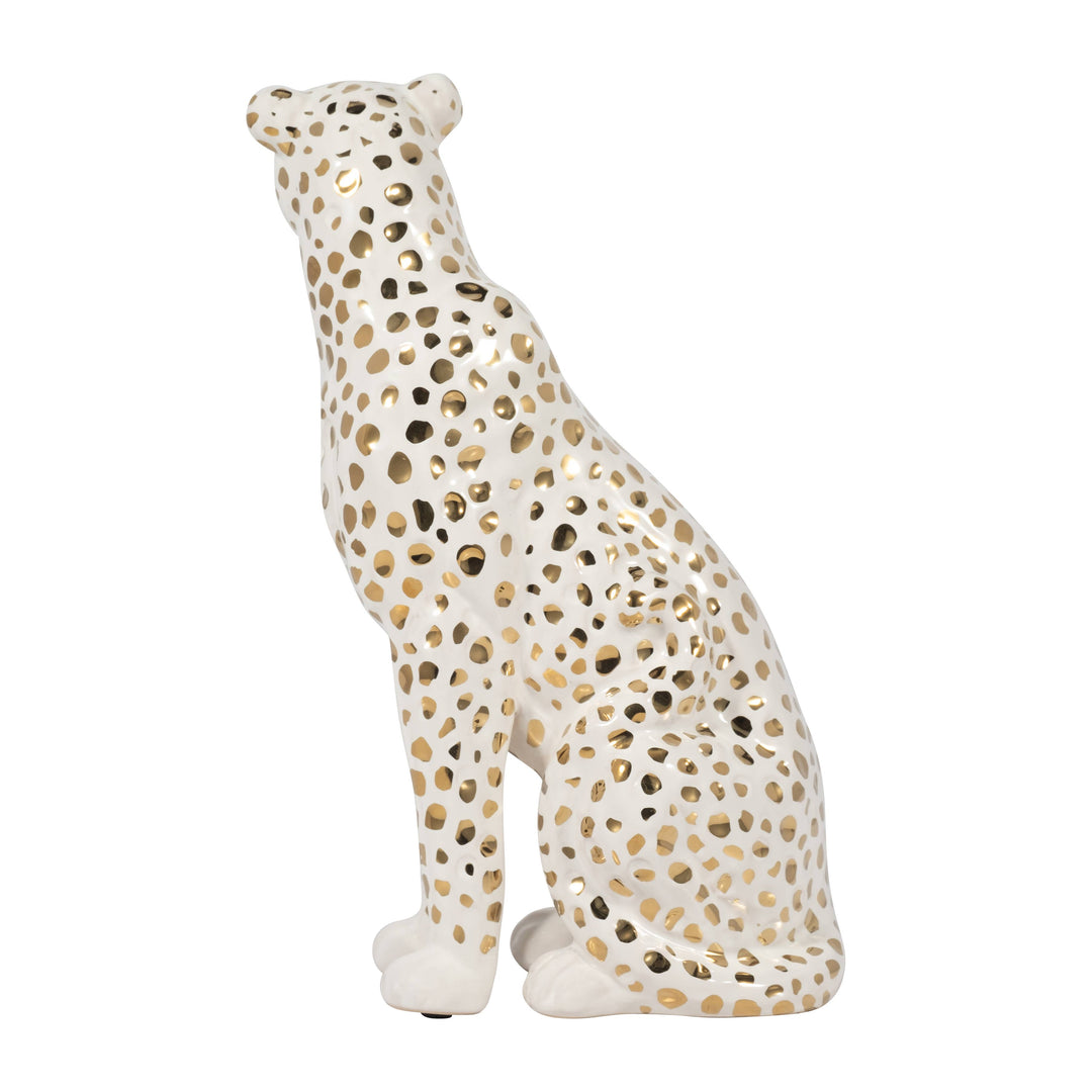 White Ceramic Sitting Leopard