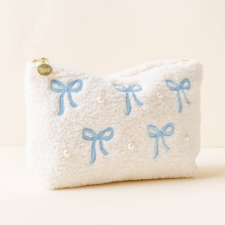 Blue Bow Teddy Pouch
