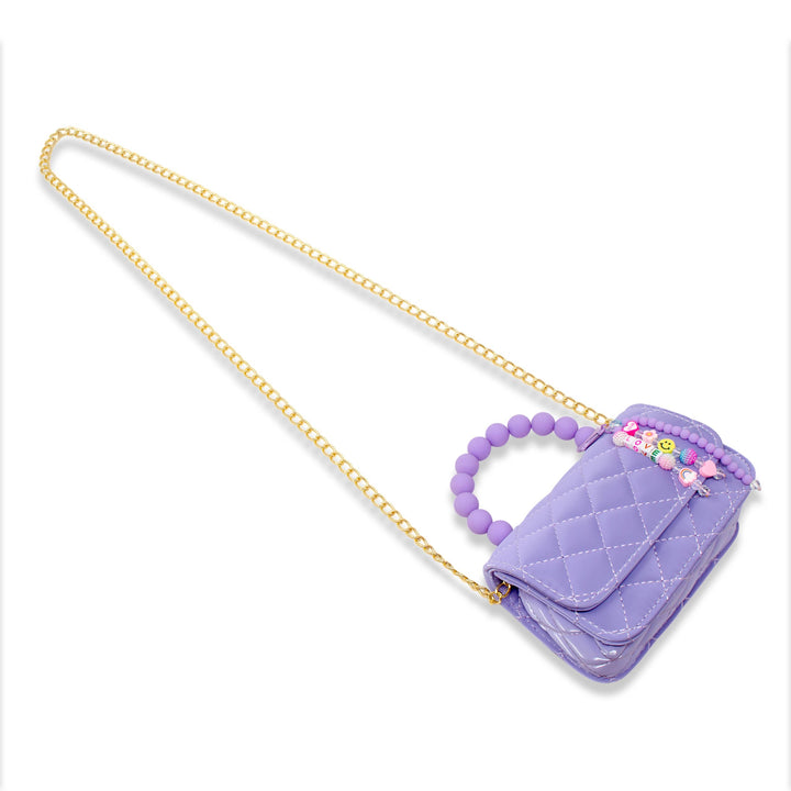 Purple Pearl Handle Handbag for Kids