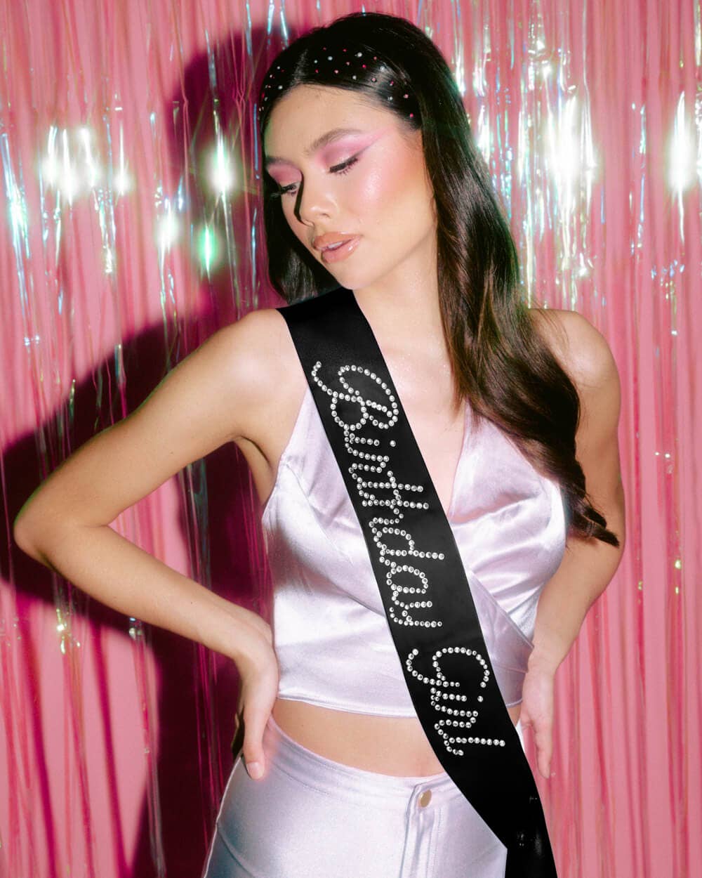 Black Rhinestone Birthday Sash