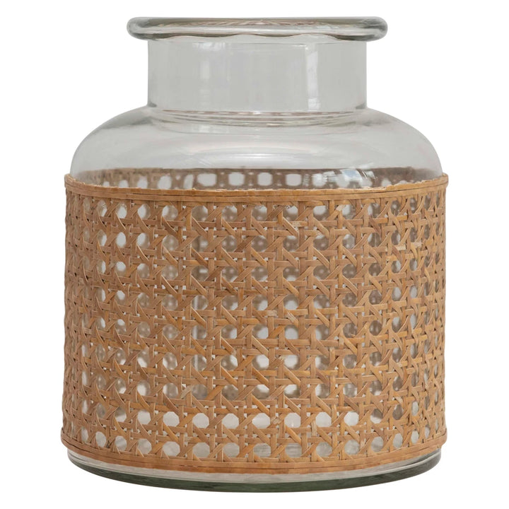 Glass Vase with Cane Sleeve