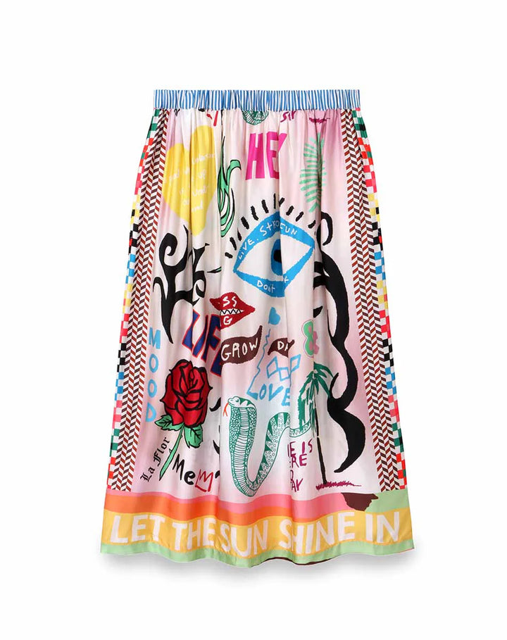 Tattoo Alexa Printed Midi Skirt