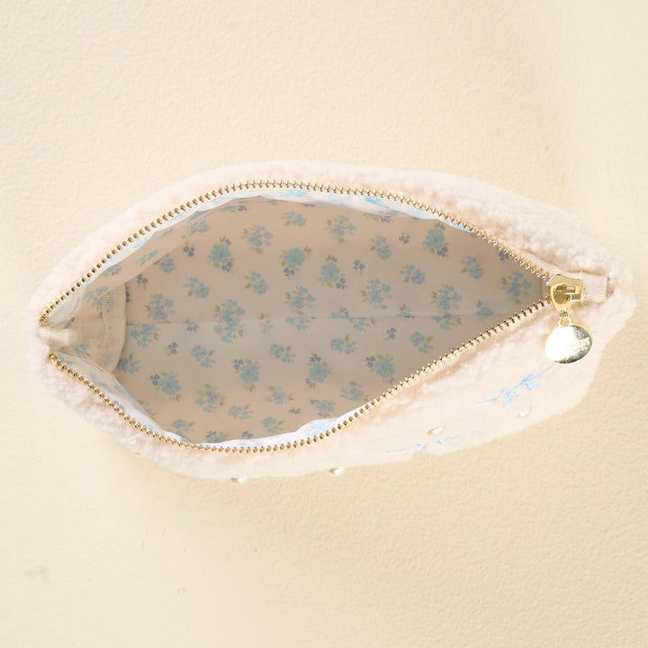 Blue Bow Teddy Pouch