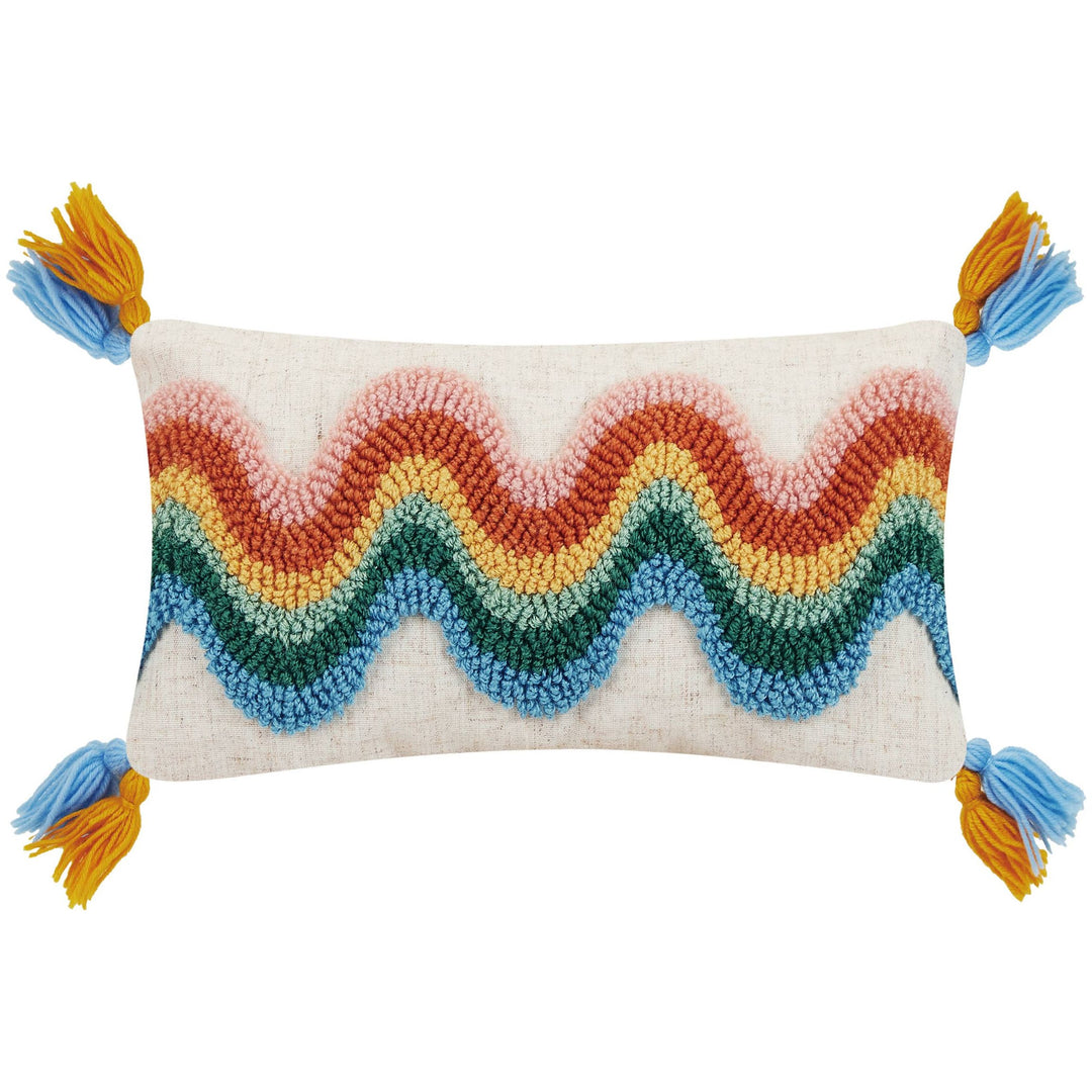 Rainbow Wave w/Tassels Hook Pillow