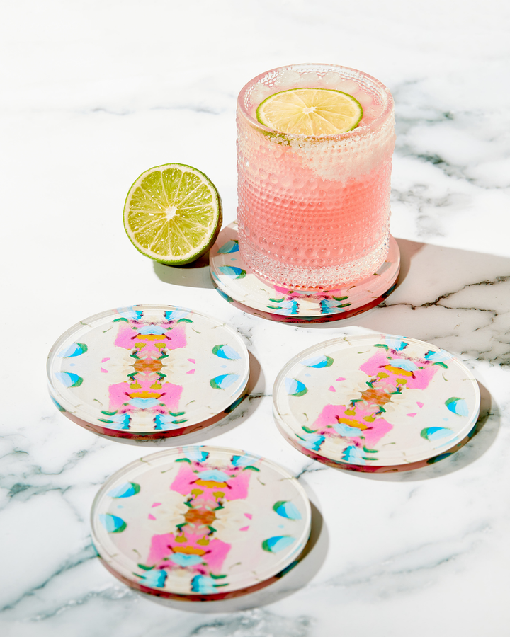 Monets Garden Pink Coasters