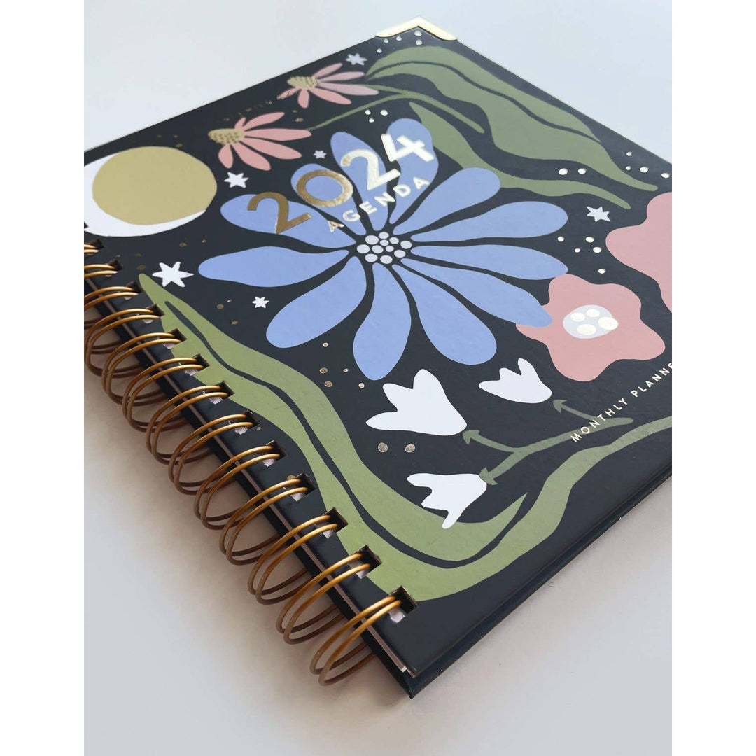Midnight Fleur 2024 Spiral Bound Planner