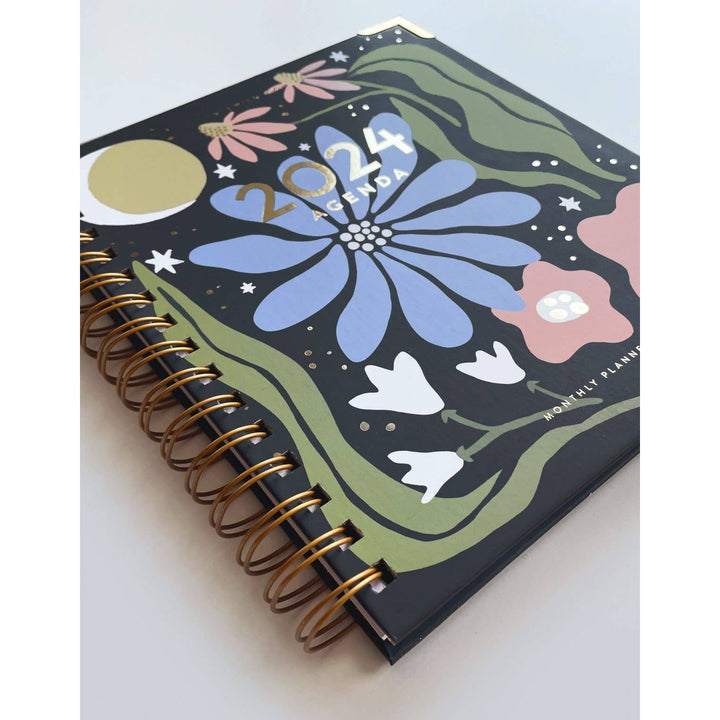 Midnight Fleur 2024 Spiral Bound Planner