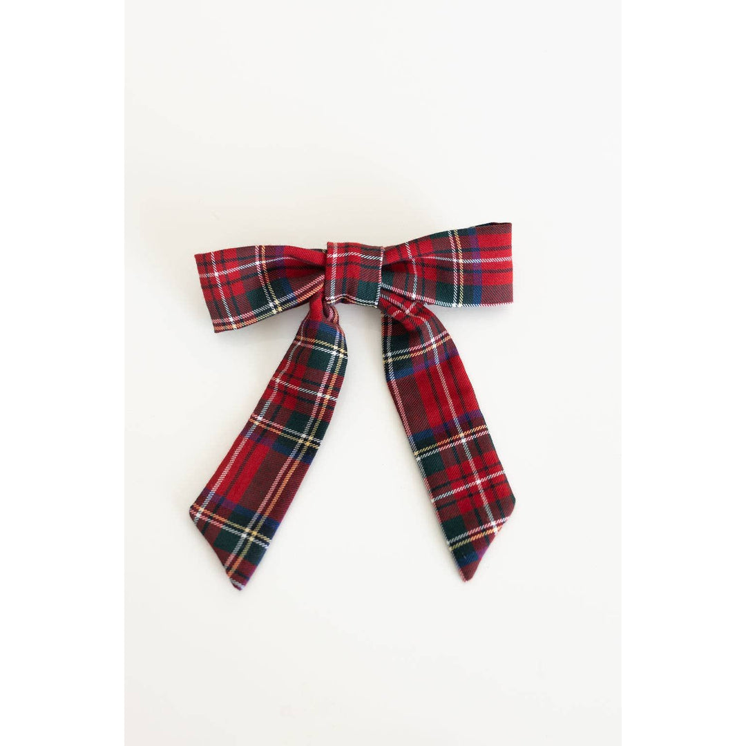 Bow Barrette Clip: Red Tartan