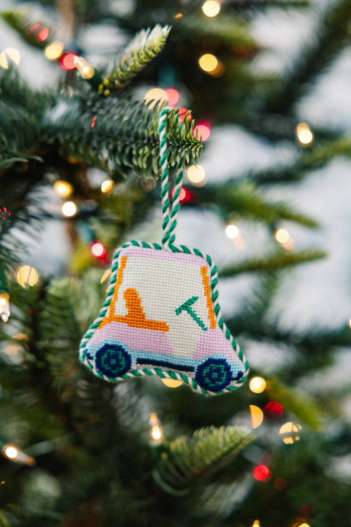 Golf Cart Needlepoint Icon Ornament