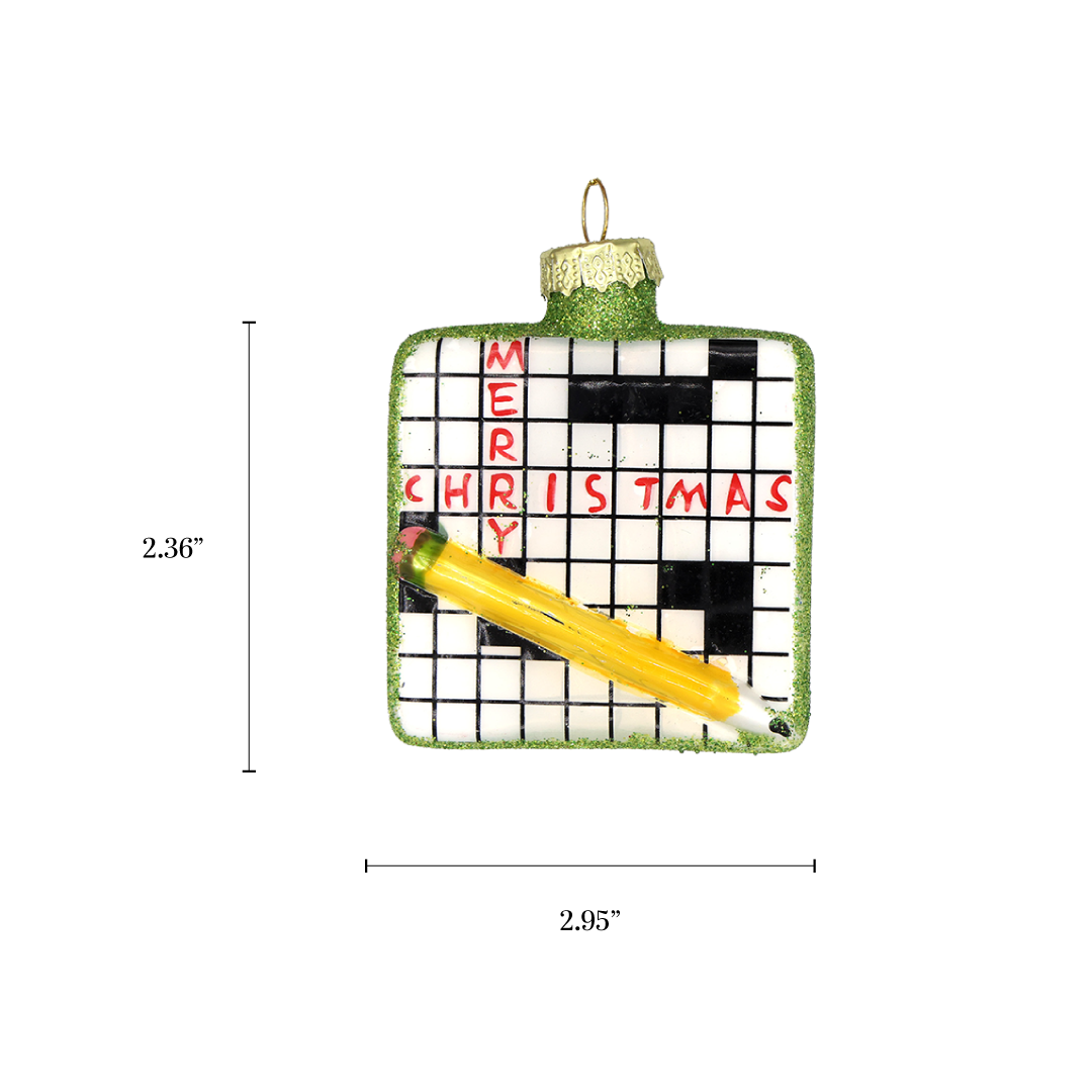 Crossword Glass Holiday Ornament