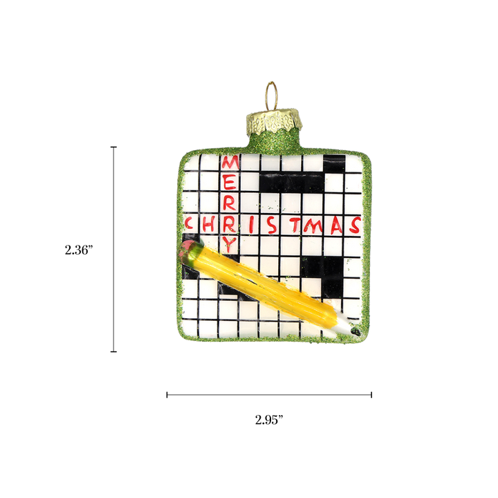 Crossword Glass Holiday Ornament