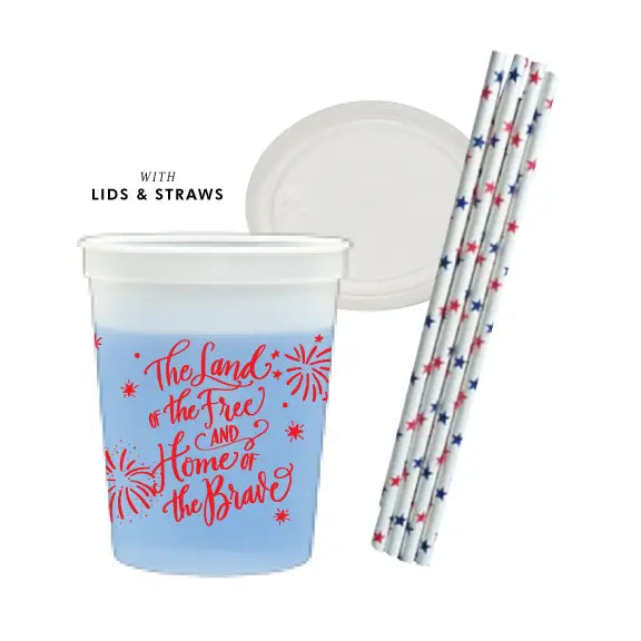America USA Fourth of July Party Summer Plastic Cups Reusable