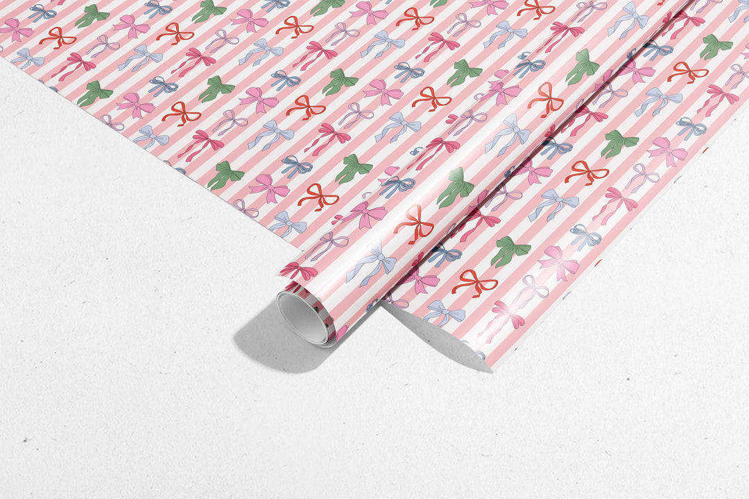 Striped Bows Gift Wrap Rolls