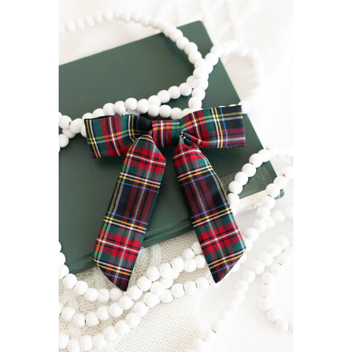 Bow Barrette Clip: Red Tartan