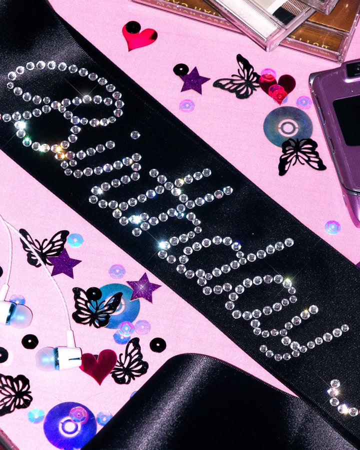 Black Rhinestone Birthday Sash
