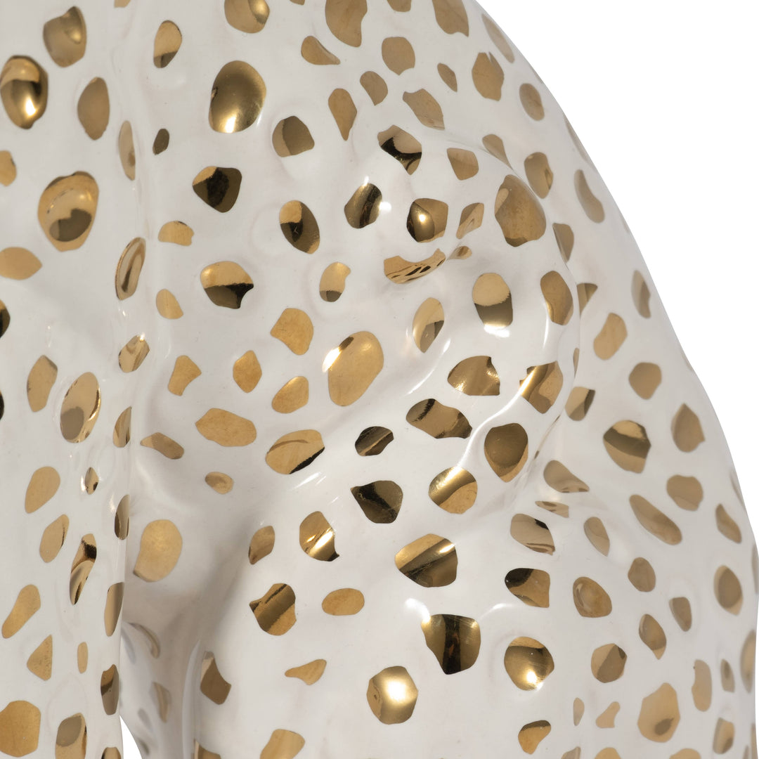 White Ceramic Sitting Leopard