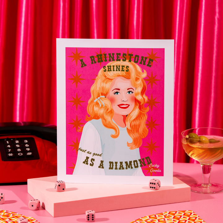 Dolly Queen Rhinestones Portrait Print