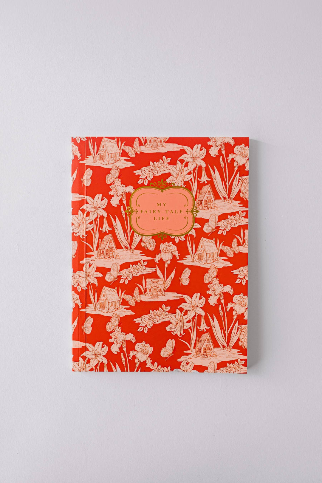 Red Fairy House Toile Softcover Notebook