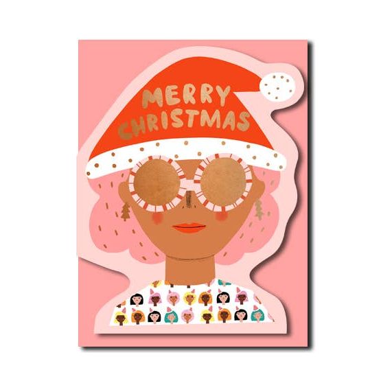 Xmas Party Girl Shaped Holiday Card