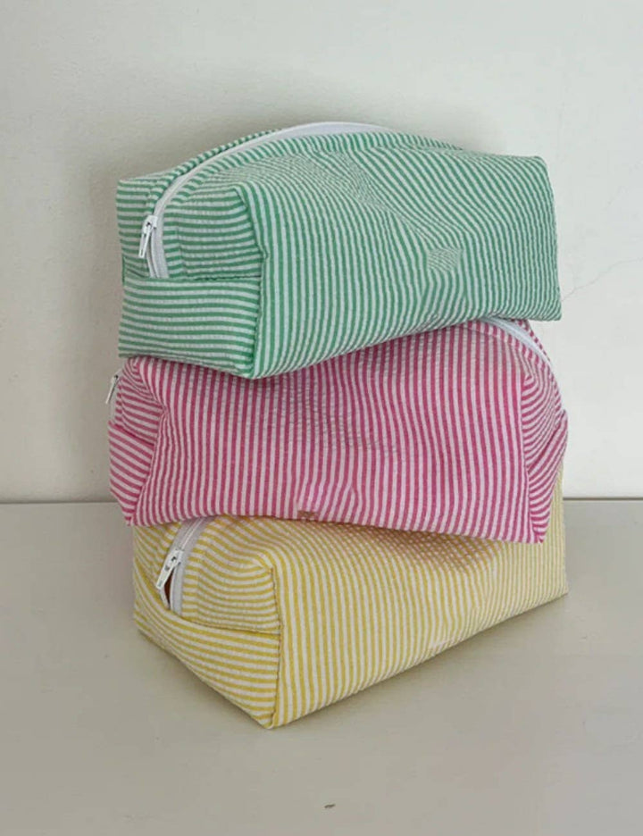 Green Simple Striped Color Block Cosmetic Bag