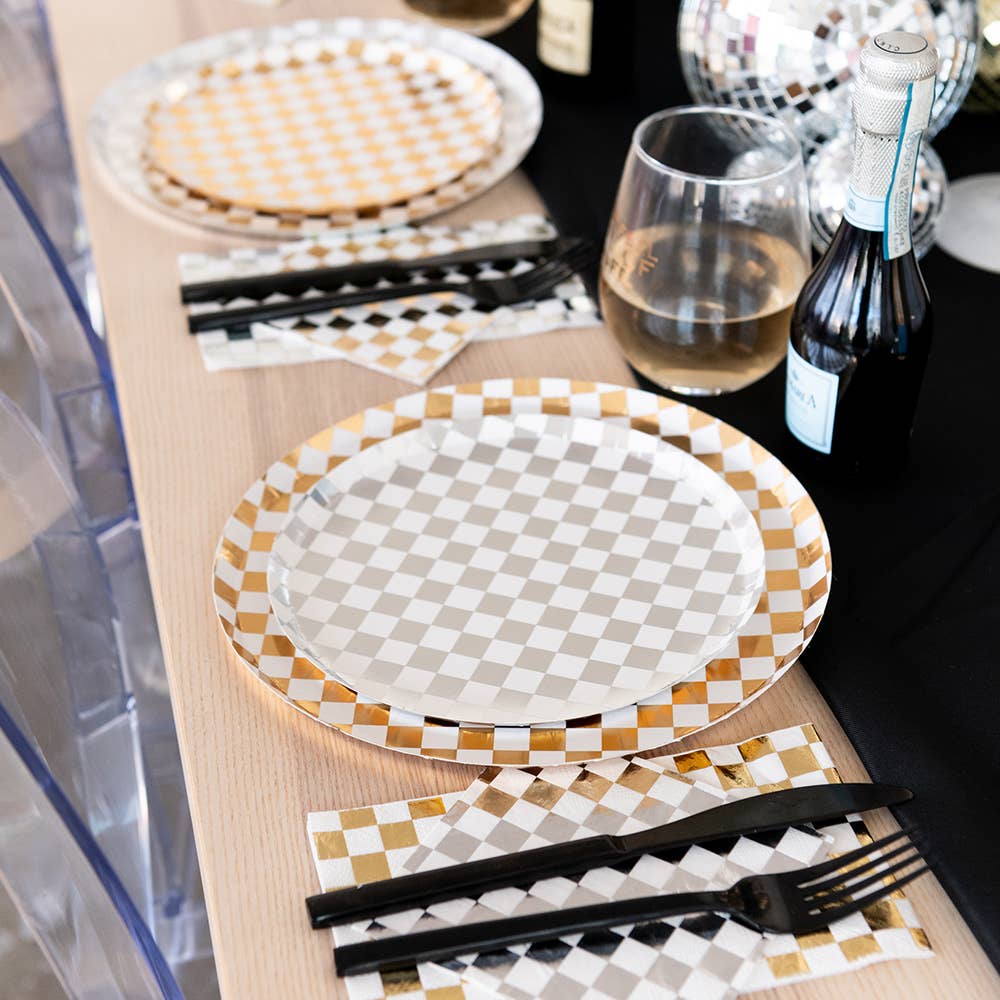 Out of the Blue Checkered Dessert Plates
