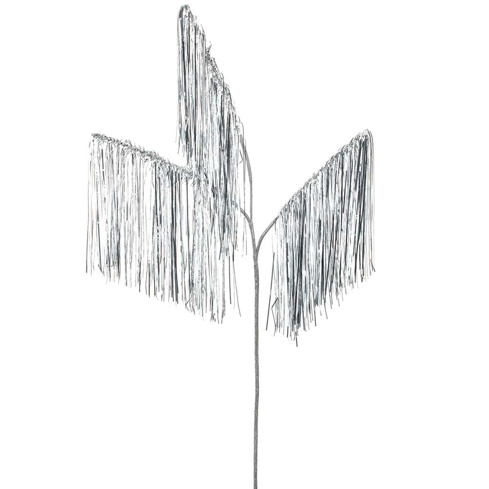 Tinsel Hanging Spray: Silver