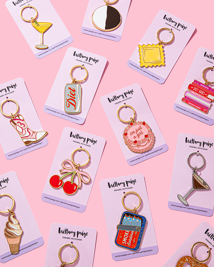 Just A Girl Vintage Cake Enamel Keychain