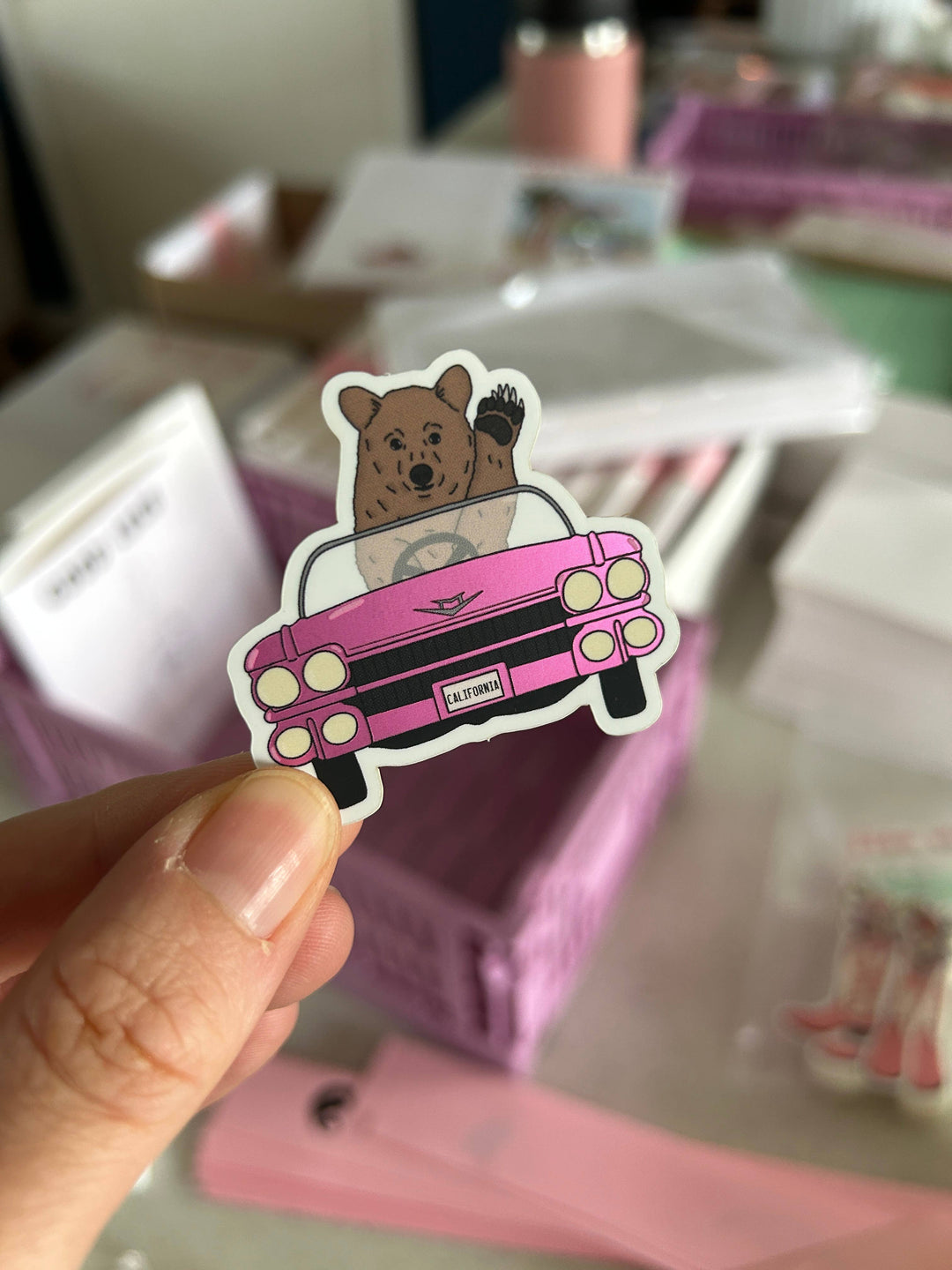 Driving Bear Sticker